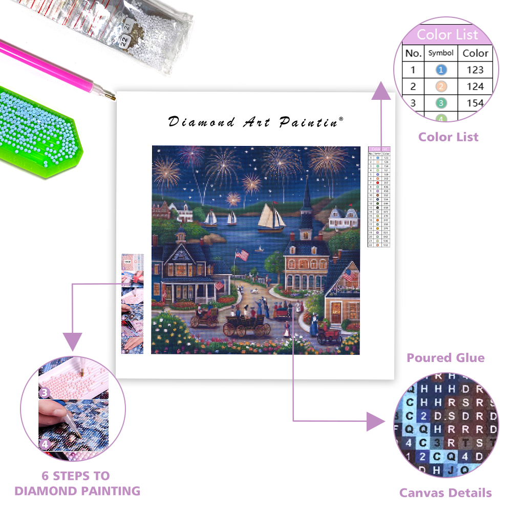 Festive Evening Illustration - Diamond Painting
