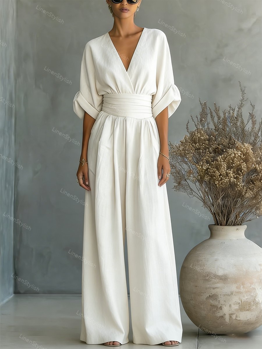 Essential V-neck Waist Jumpsuit Clearance Sale