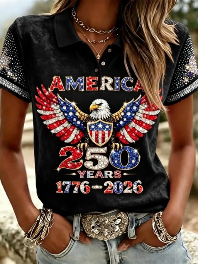 Women's Casual 250th Anniversary Printed Polo Shirt