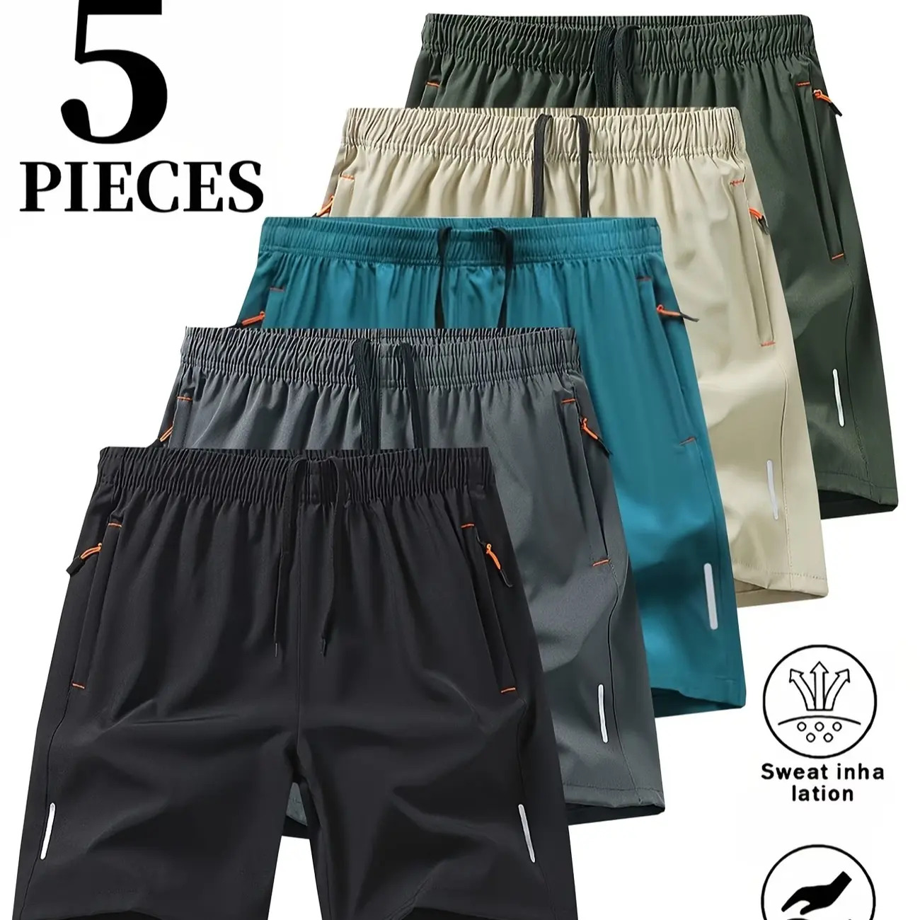 Men's 5-Pack Dry-Fit Gym Shorts Comfortable & Breathable