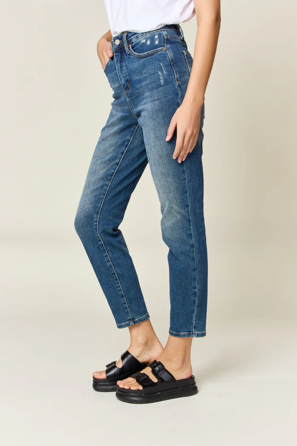Blue Full Size Tummy Control High Waist Slim Jeans