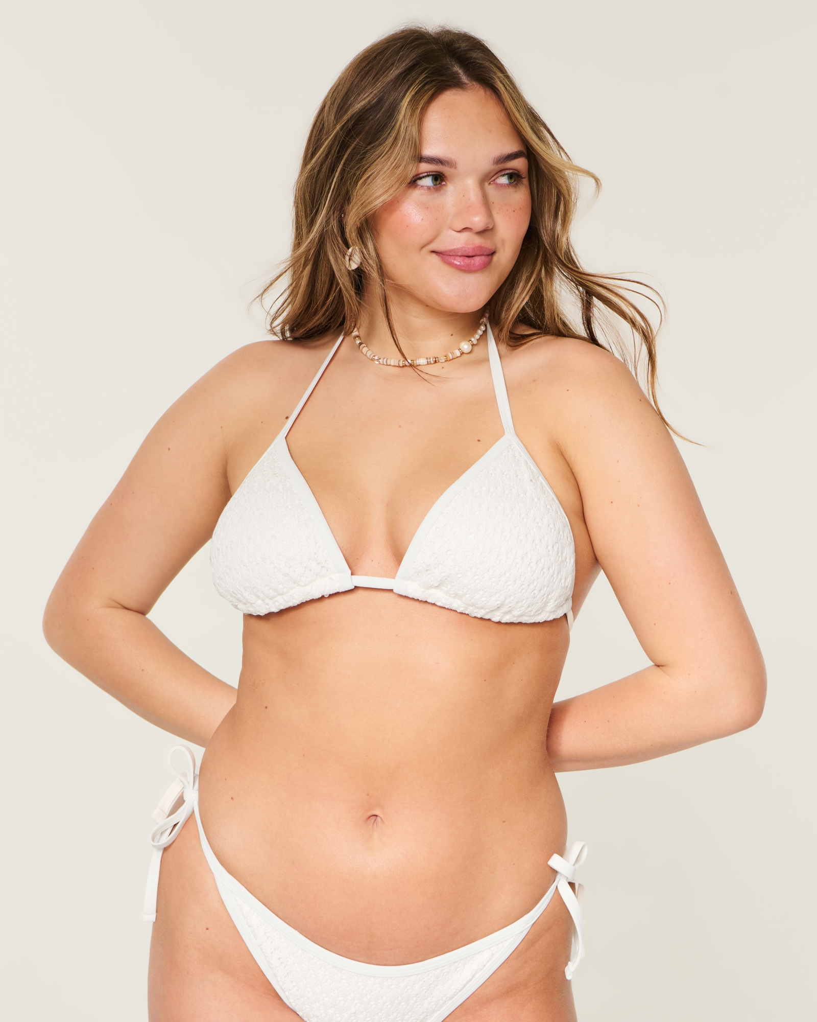 Stitched Trim Triangle Bikini Top