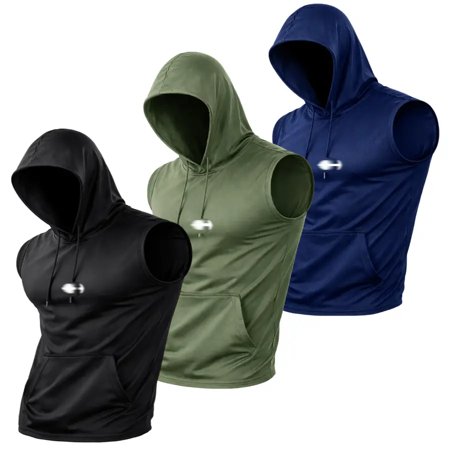 3-Pack Men’s Quick-Dry Cooling Hooded Sleeveless Tops