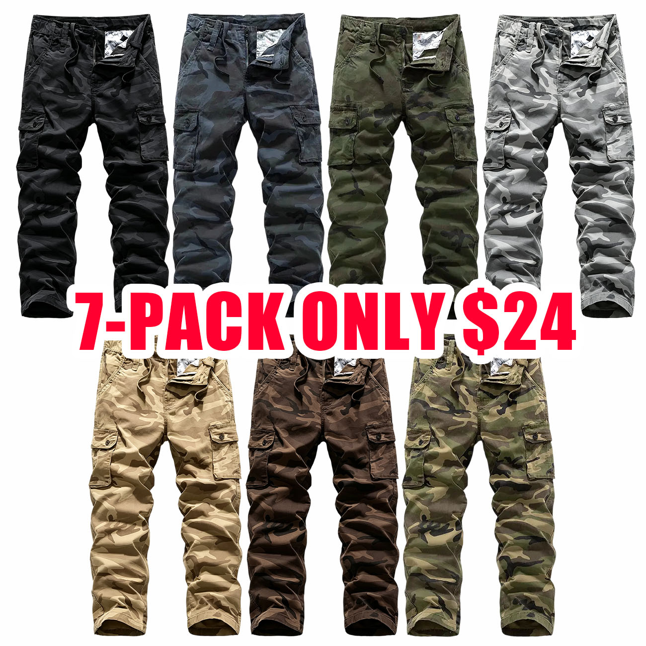 Men's Cotton Camouflage Cargo Pants | Multi-Pocket Relaxed Fit
