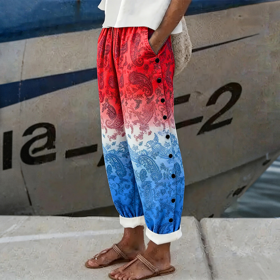 Women's Casual American 250 Gradient Printed Casual Pants