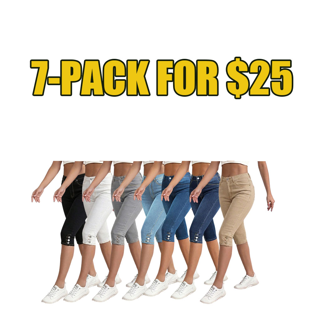 High-Waisted Denim Capri Jeans for Women