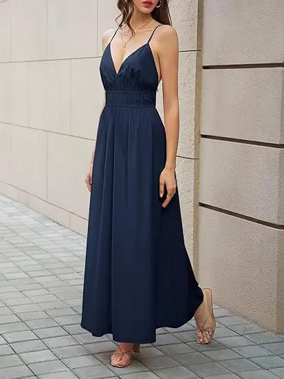 Sleek Deep V Ruched Sleeveless Bodycon Dress