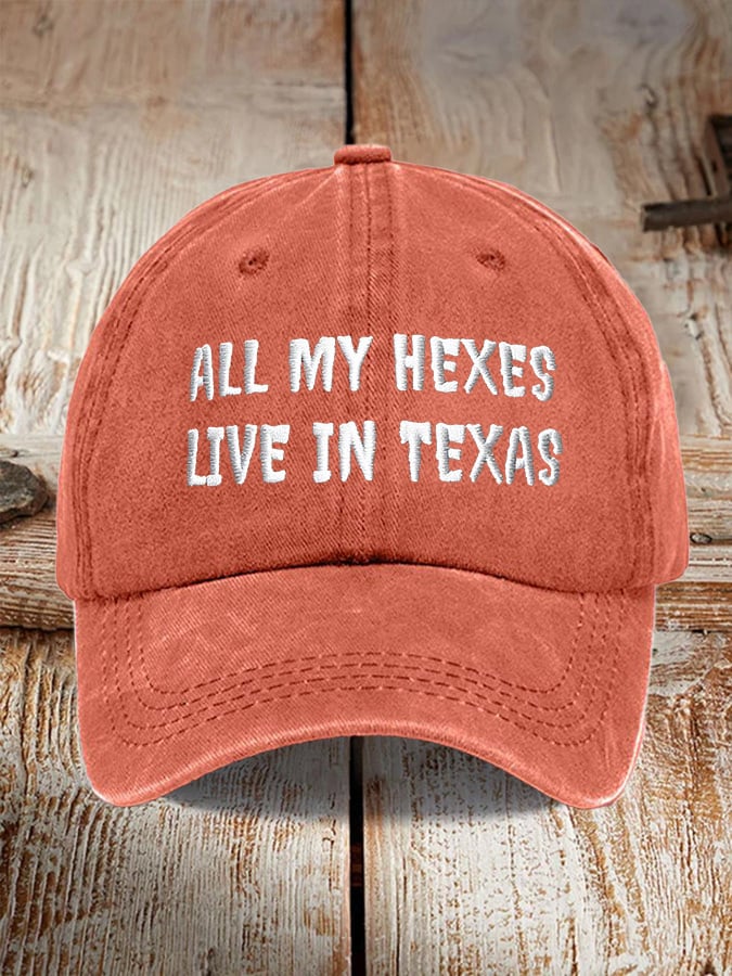 Retro Halloween All My Hexes Live In Texas Print Baseball Cap