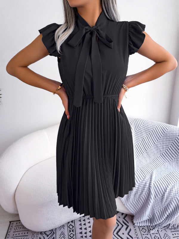 Temperament Lace-Up Waist Pleated Skirt