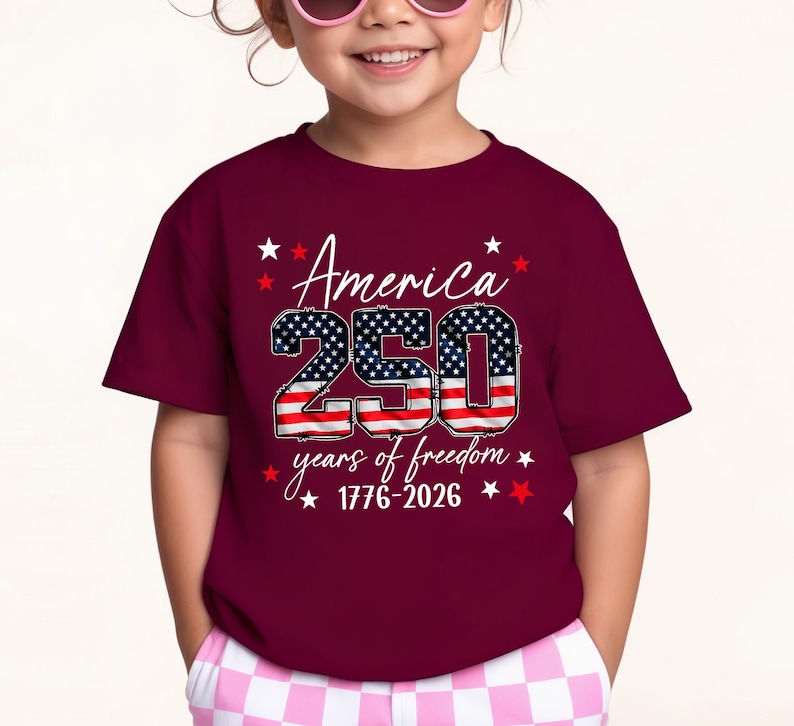 America 250th Anniversary Kids Shirt, United States of Patriotic Flag Toodler Tee, 4th of July T-Shirt, 250 Years of Independence Top