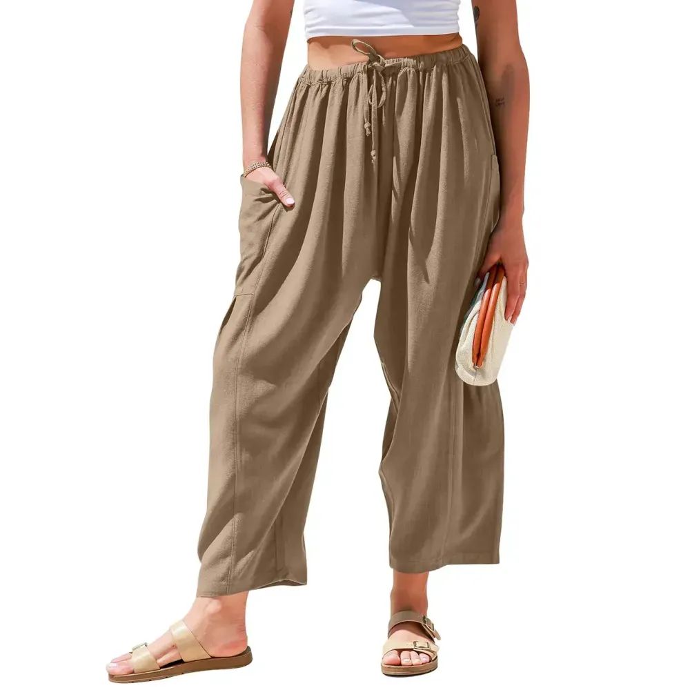 Womens Linen Wide Leg Pants