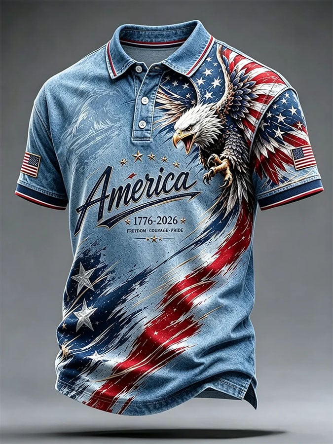 Men's Print Casual Polo Shirt