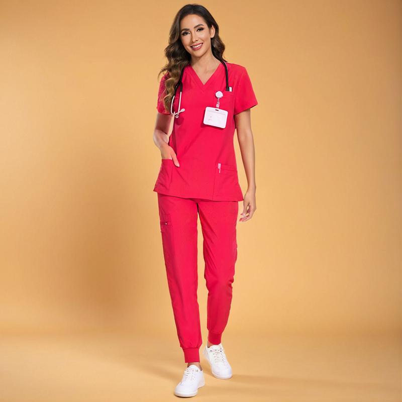 Set for Women - Stretch V-Neck Scrub Top & Jogger Pant with 8 Pockets COZY SCRUBS