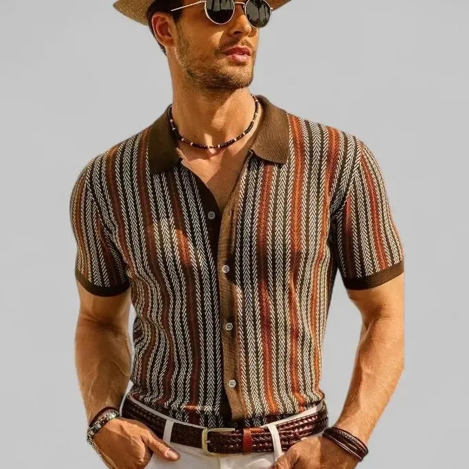 Men's Vintage Button-Up Sweater — Lightweight, Non-Stretch Shirt Style (Spring/Summer)