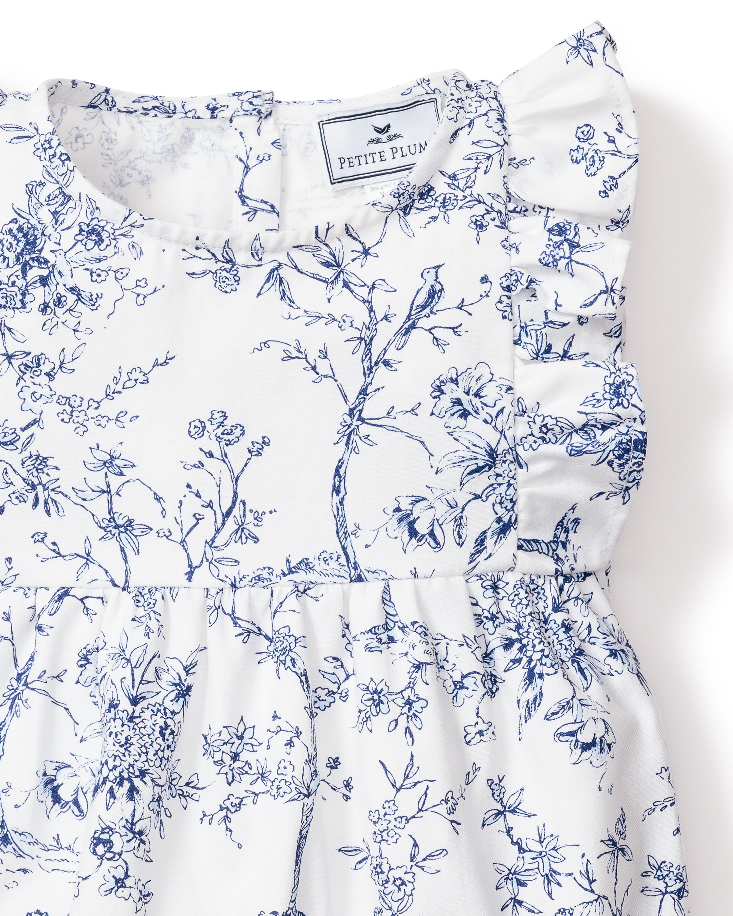 Baby's Twill Ruffled Romper in Timeless Toile