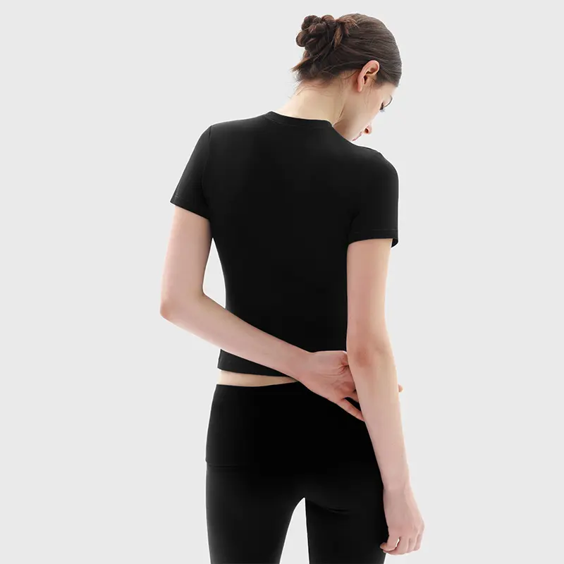 Women's Minimalist Short Sleeve & Fold-Over Flare Pants Lounge Set