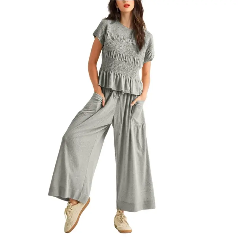 Women's Casual Pocket Two-Piece Set