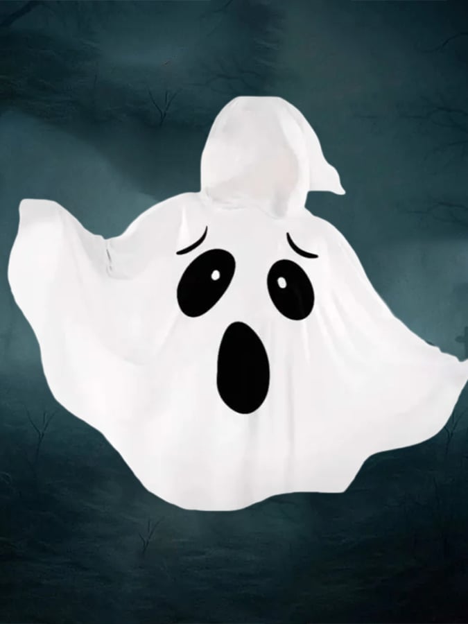 🔥HOT SALE🔥Unisex Ghost Print Halloween Hooded Cape