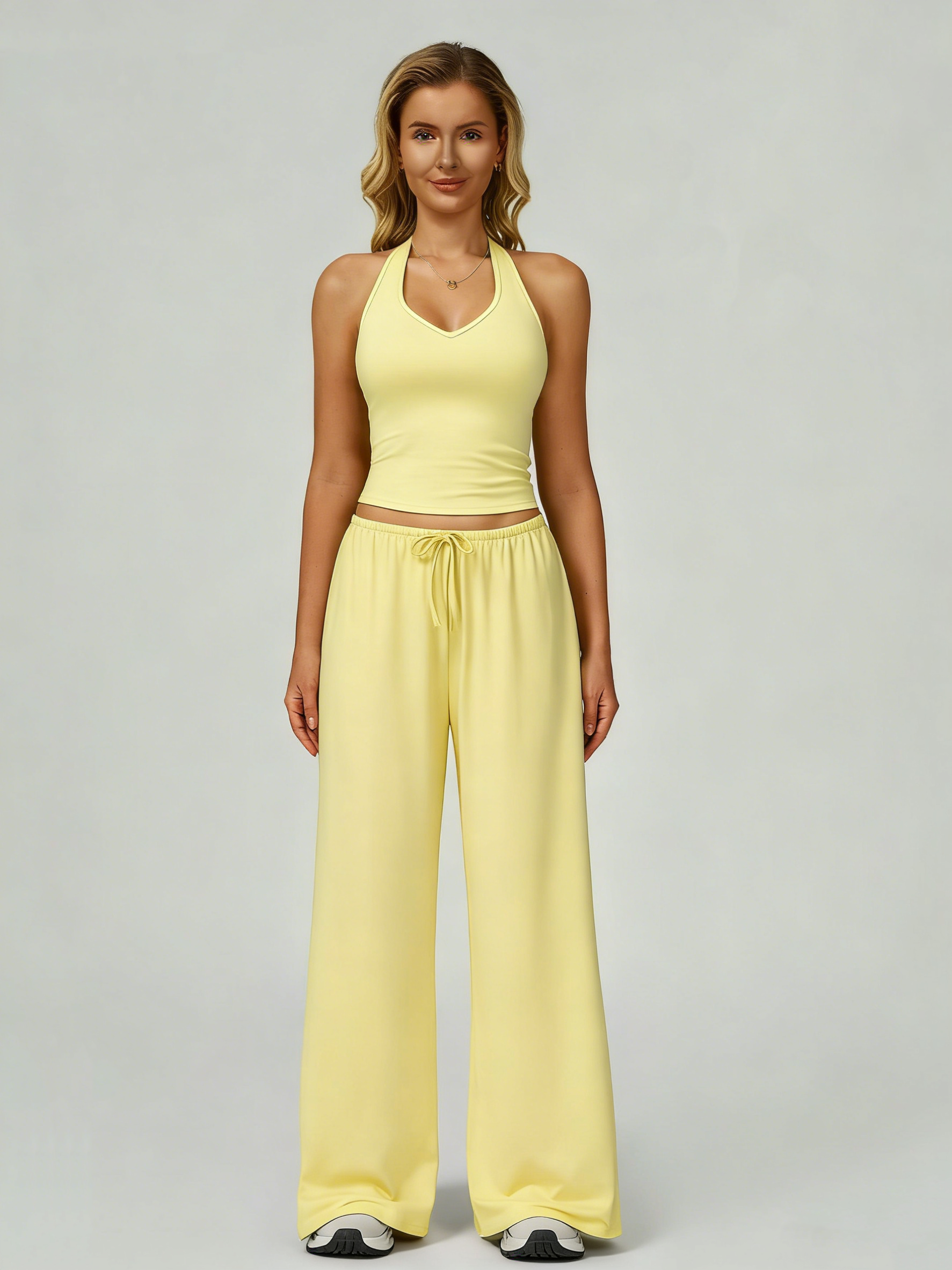 Women's Halter Top & Wide Leg Pants Sports Set