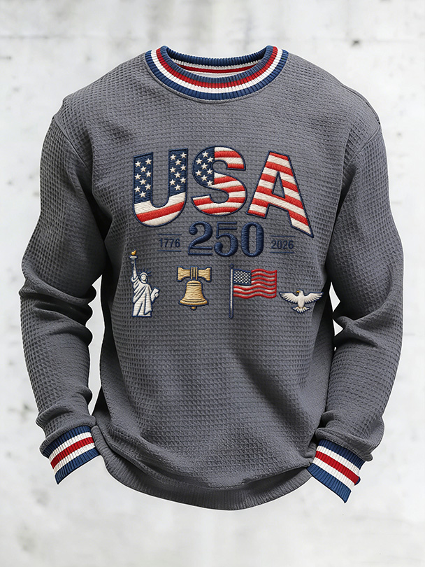 Unisex 250Th Anniversary Celebration Waffle Round Neck Long Sleeve T-Shirt