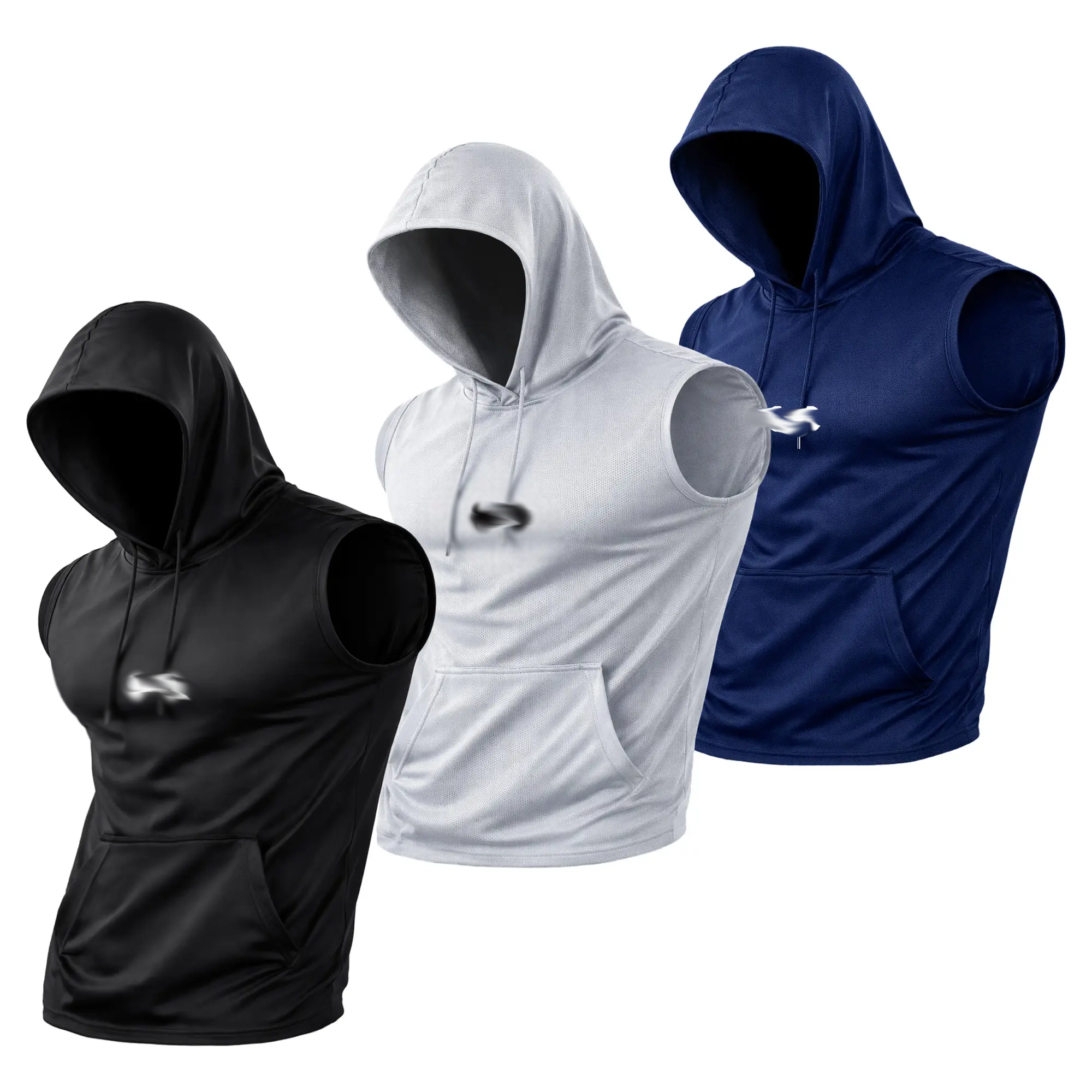 3-Pack Men’s Quick-Dry Cooling Hooded Sleeveless Tops