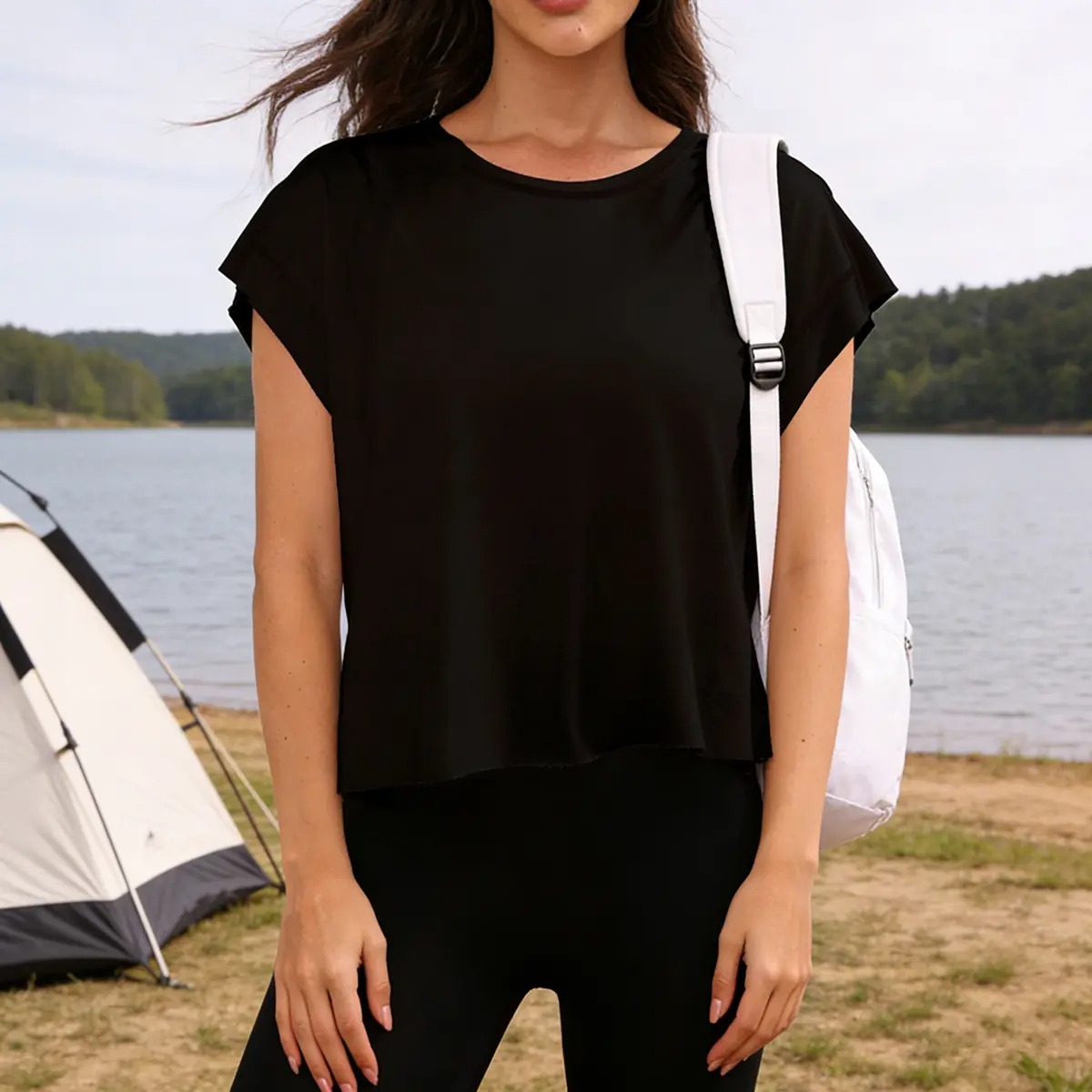 Women's Open Back Crop Top