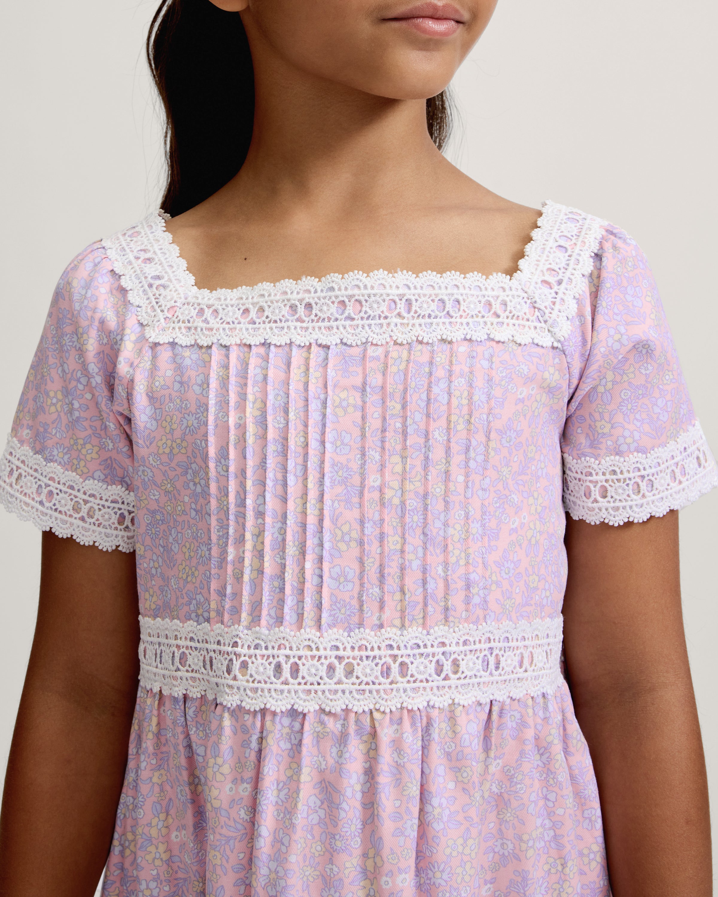 Girl's Twill Juliette Nightgown in Fleur Blush