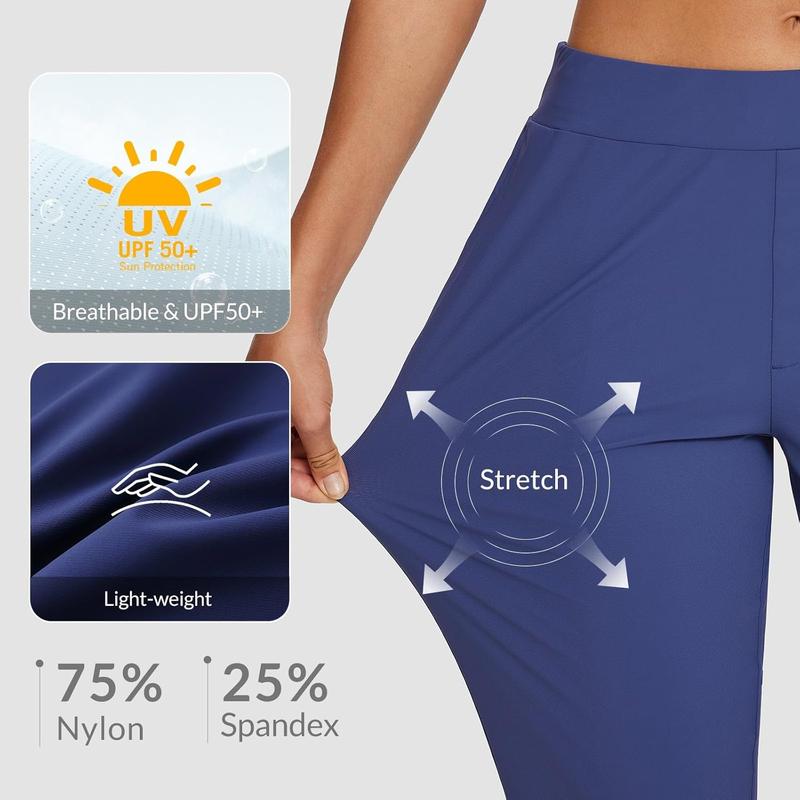 Women’s Breathable Lightweight Ankle-Length Summer Trousers – Stretchy Work Bottoms with Zipper Pockets & UPF 50 Sun Protection (Plus Size Friendly)