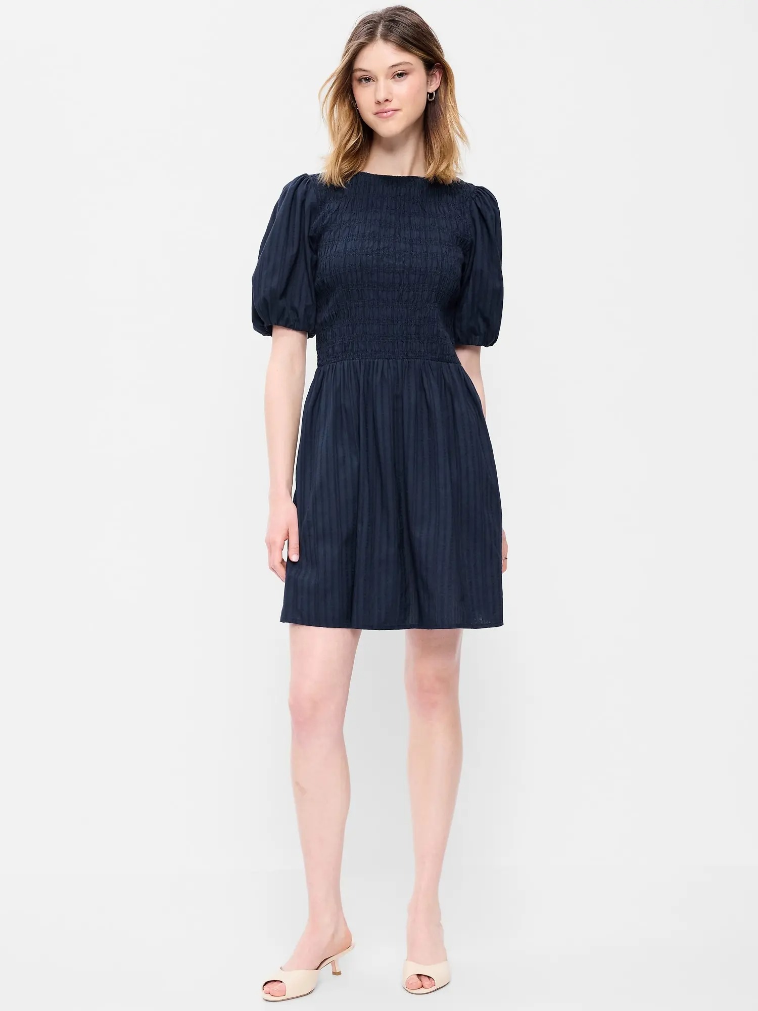 Women’s Smocked Puff Sleeve Flare Mini Dress – Casual Summer Fit
