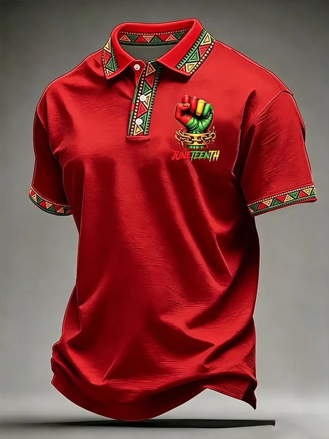 Men'S Juneteenth Printed Polo Shirt