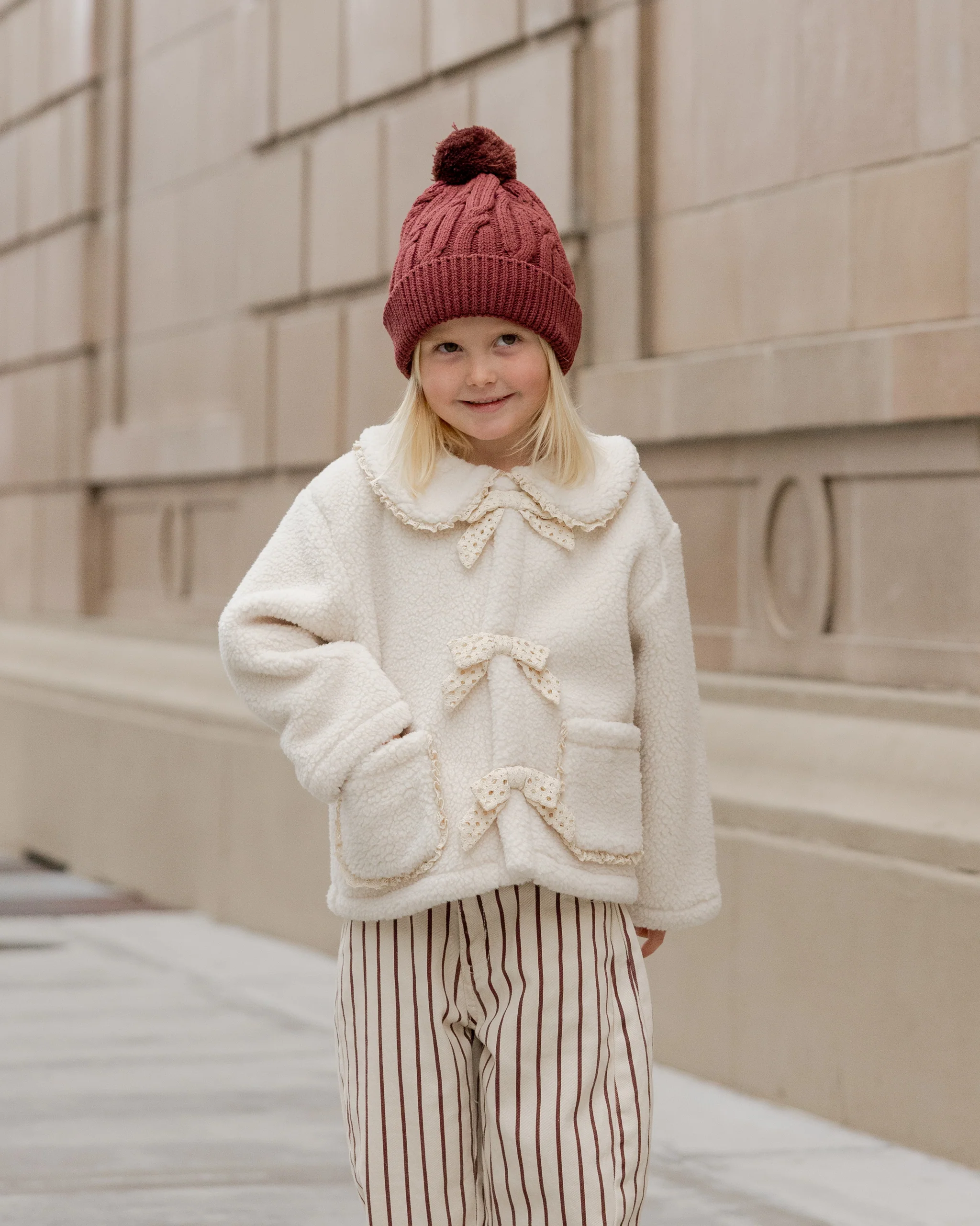 Shearling Collared Coat || Natural