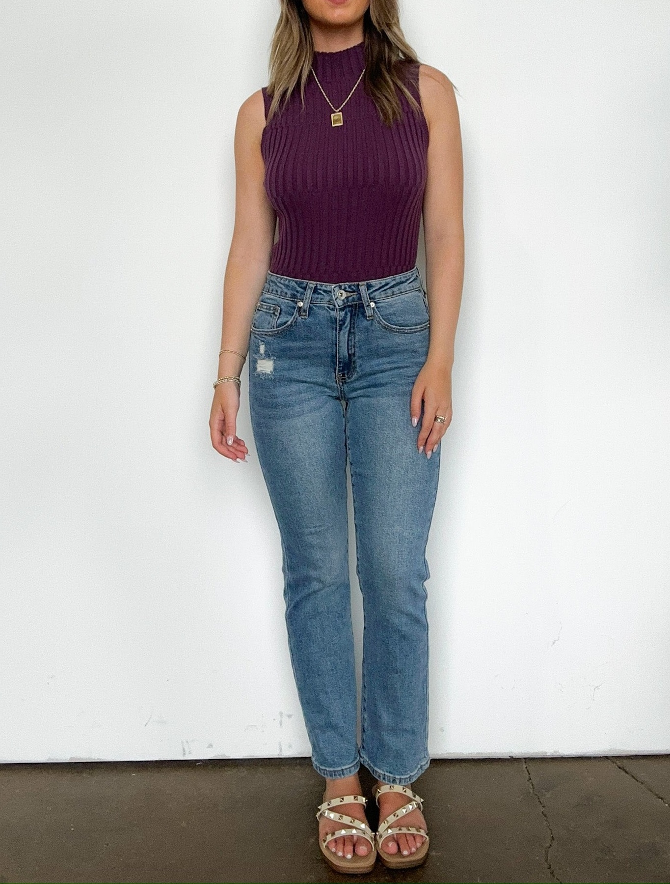 Mid Rise Slim Straight Jeans