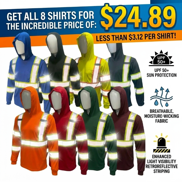 High Visibility Hoodie Long Sleeve Safety Shirt with hoodie Polyester Birdeye Mesh in various color