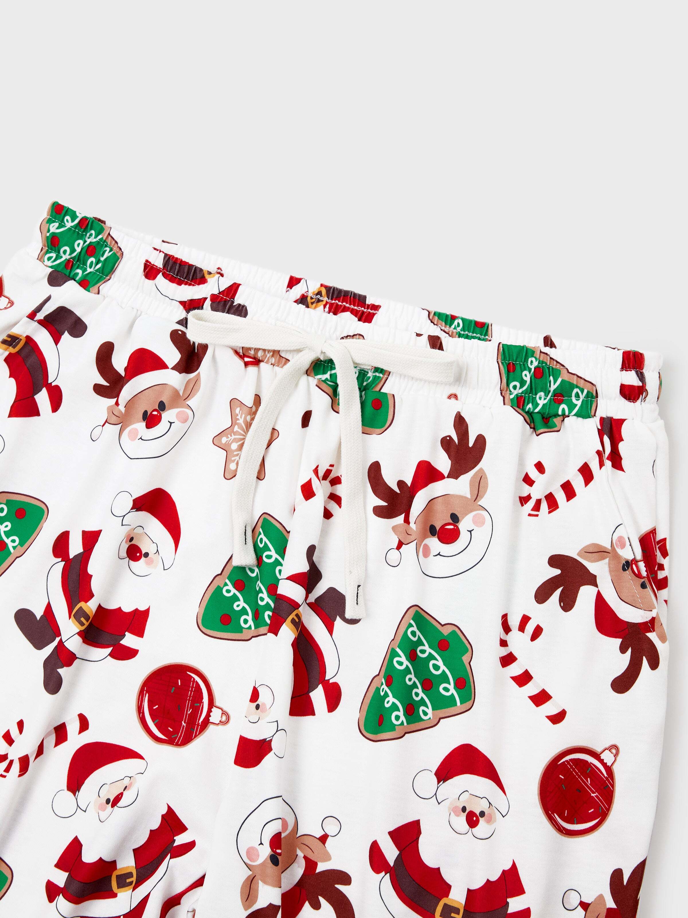 Christmas Matching Family Pajamas Set Glow In The Dark Santa Claus Christmas-themed Print PJS with Christmas Socks Color block