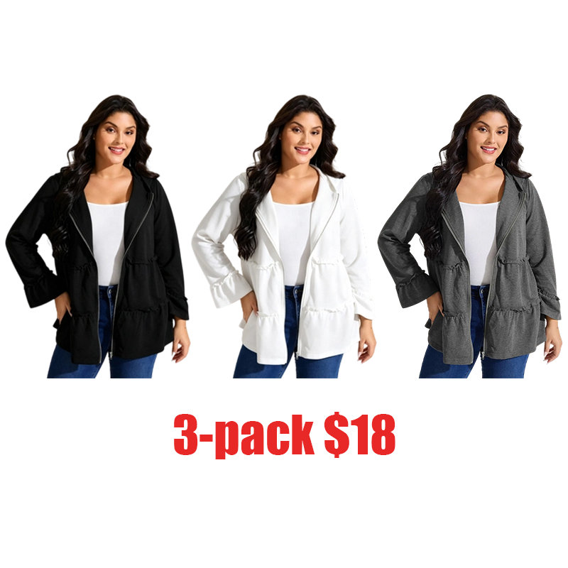 Women's Solid Dim Gray Polyester Quilted Puffer Coat - Fitted, Tiered Ruffled Edges, Zipper Closure, Pockets, Long Sleeves, Casual Clothes, Casualwear Outerwear