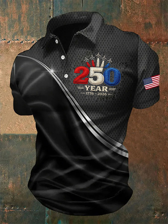 Men'S Independence Day 250Th Anniversary Printed Polo Shirt Short Sleeve