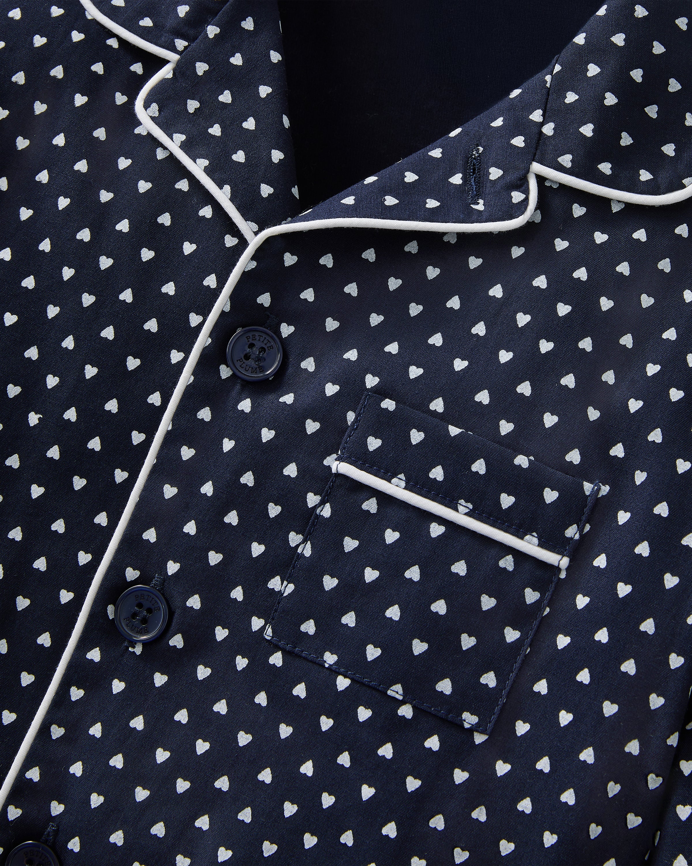Kid's Twill Pajama Set in Midnight Hearts