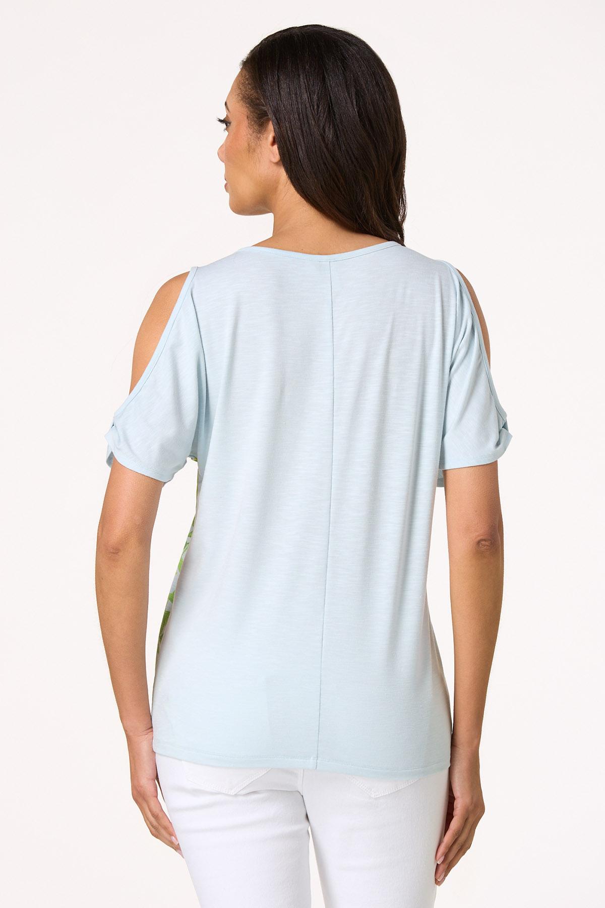 Lemon Print Cold Shoulder Tee