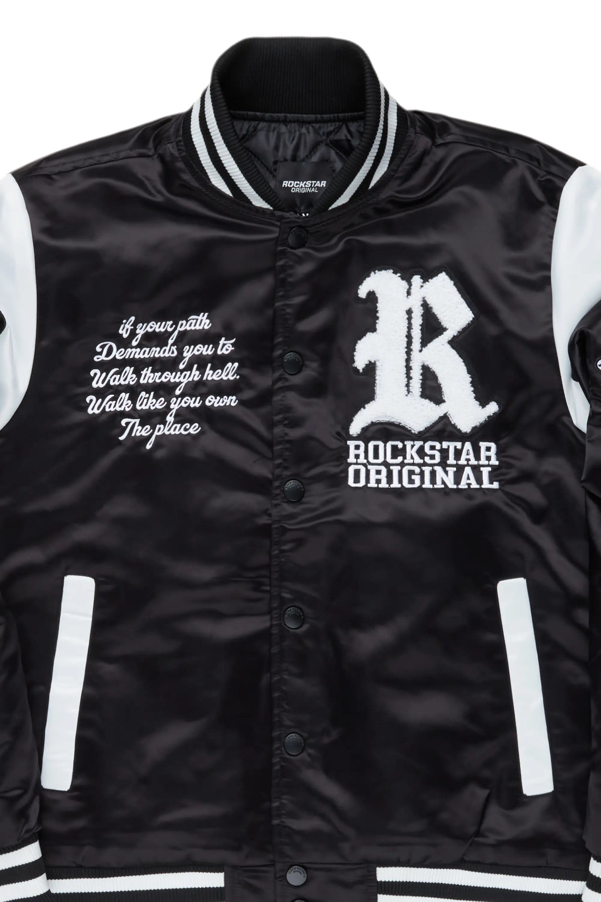 Sosa Black Satin Varsity Jacket