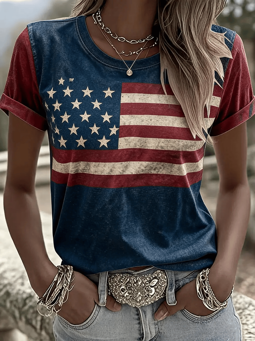 Women's  Independence Day We The People 1776-2026 Print T-Shirt