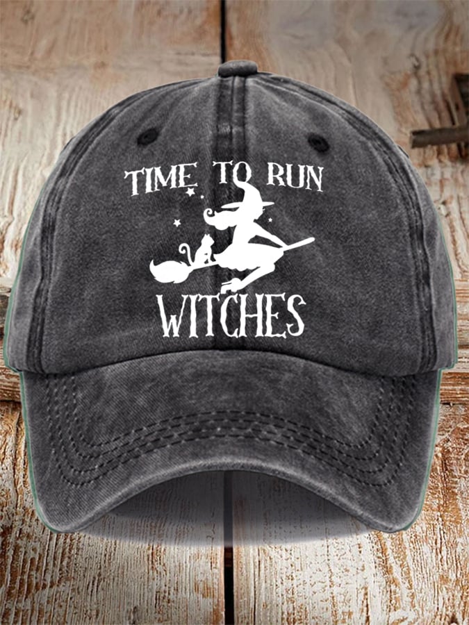 Unisex Halloween Time To Run Witches Hat