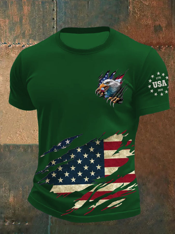 Men's 250th Anniversary Flag Printed Casual T-shirt