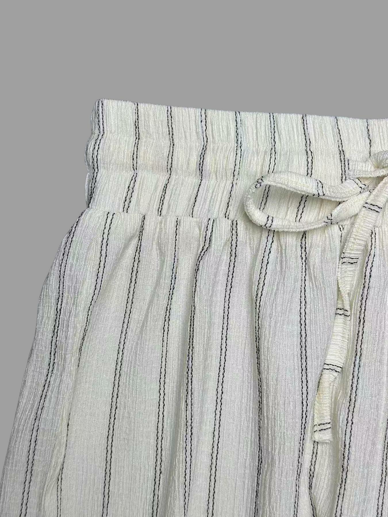 Women's Striped Waist-Tie Straight-Leg Loose Streetwear Pants