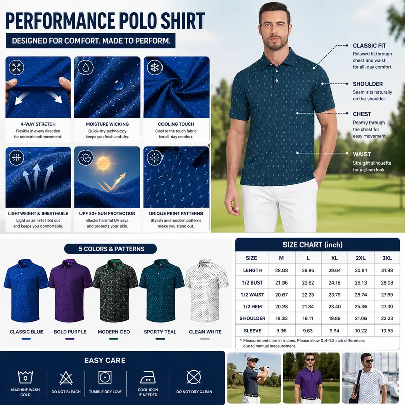 Men's Short-Sleeve Golf Polo Shirt