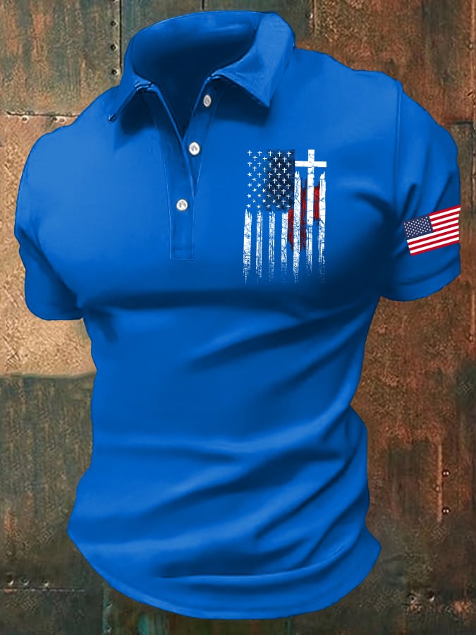 Men's America 250th Anniversary Print Casual Polo Shirt