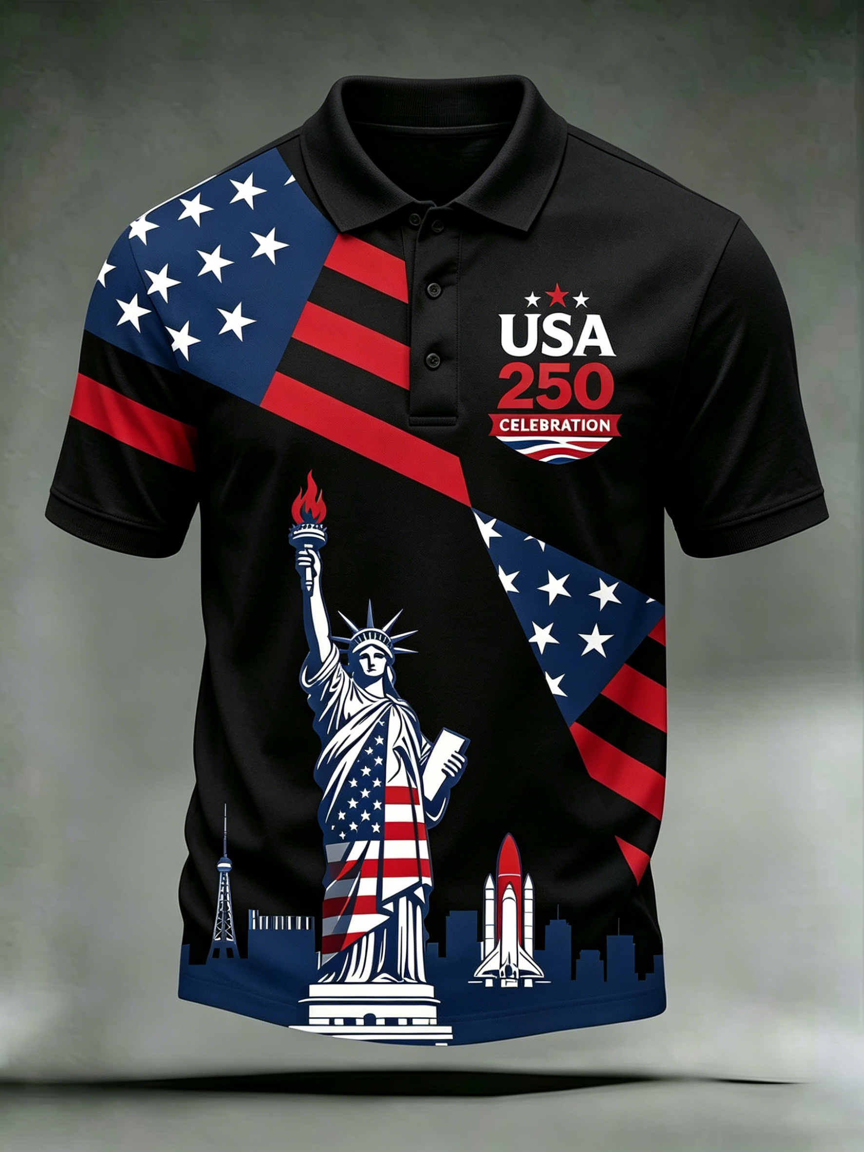 Men'S Casual 250Th Anniversary Celebration Of The Founding Of The United States Independence Day Personalized Printed Polo Shirt