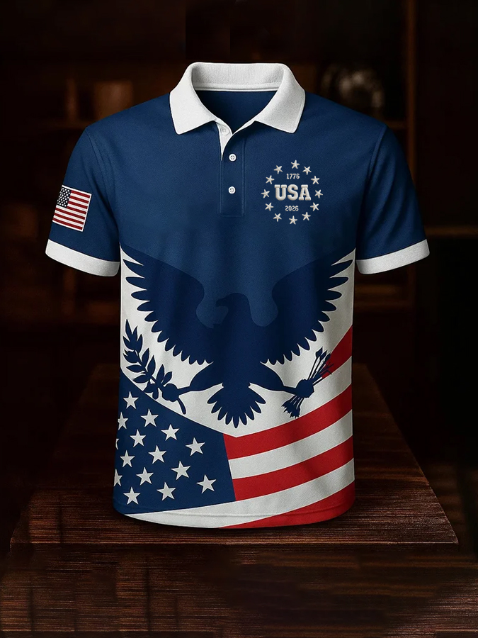 Men's 250th Anniversary Printed Casual Polo Shirt