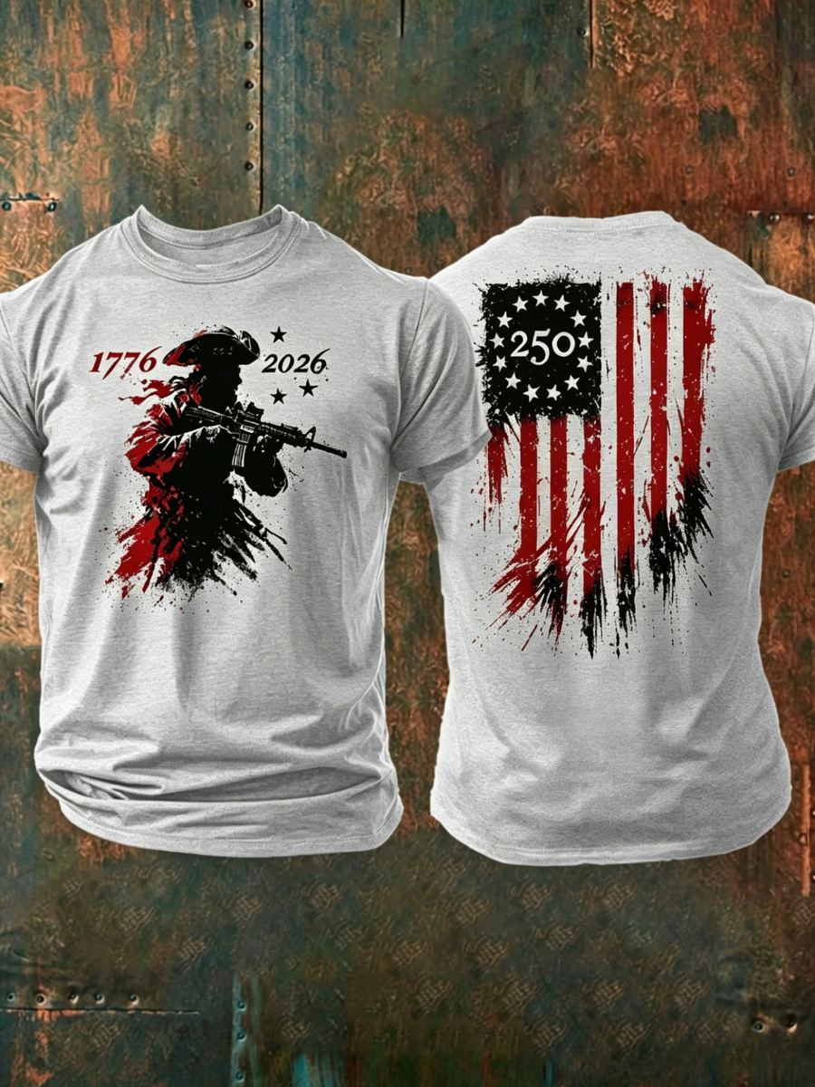Men's Retro Patriotic Pattern Printed T-Shirt