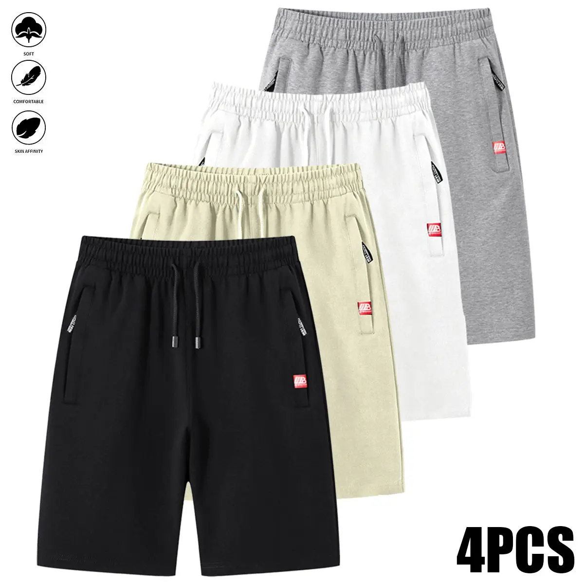 Men's Casual Breathable Summer Sports Shorts with Pullstring and Zipper for Beach Outdoor Activities Cycling Daily Wear