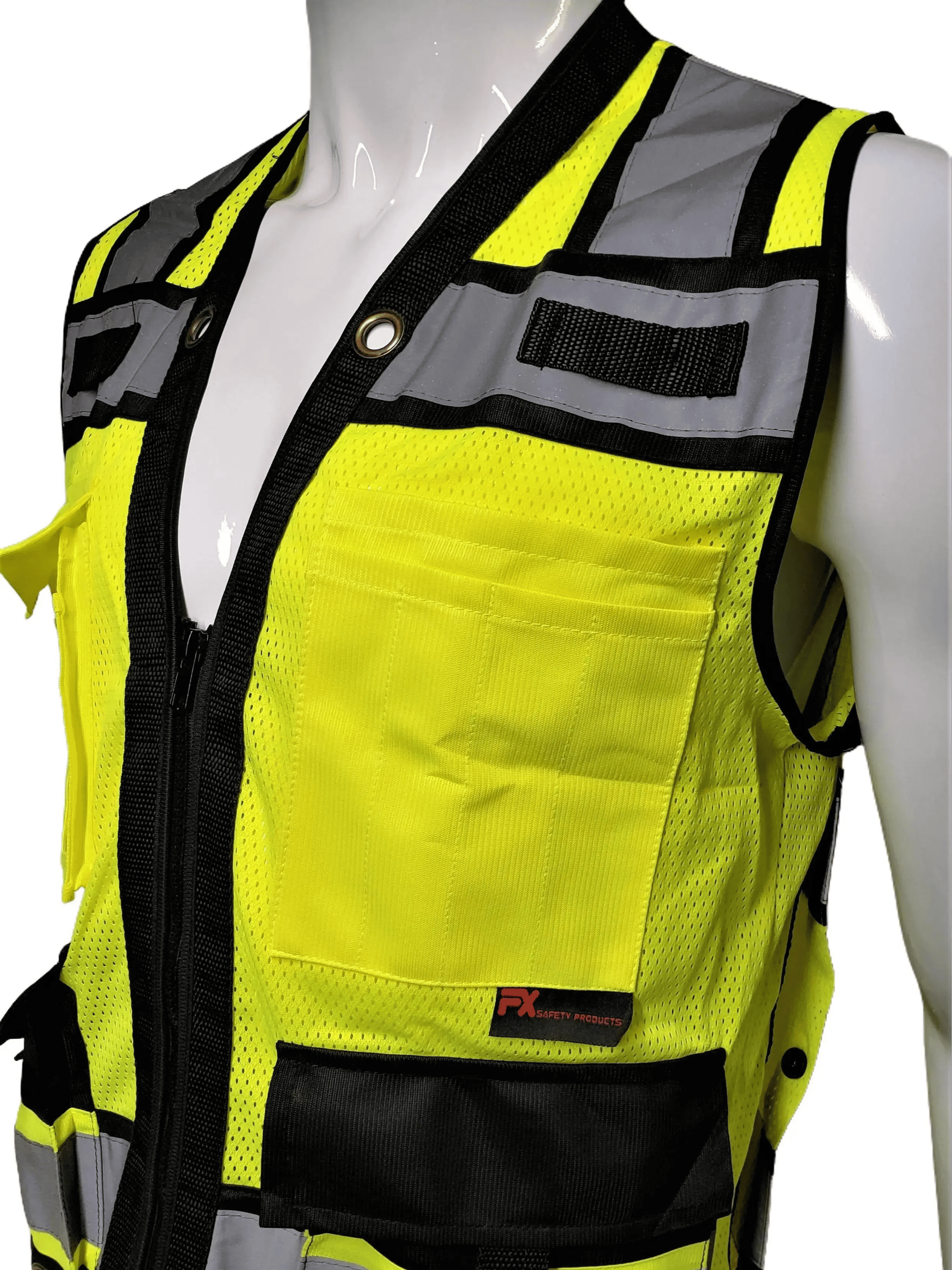 Superintendent Vest, High Visibility Reflective Safety, Mesh Safety Vest with Zipper and Multi pockets AMERICAN SIZE